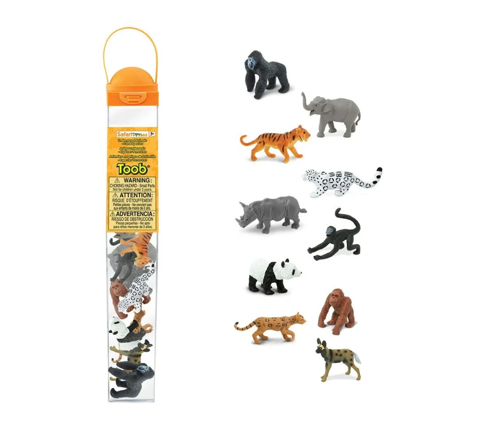 10 Animaux En Danger - Espèces Terrestres Menacées Dans Un Tube De Rangement