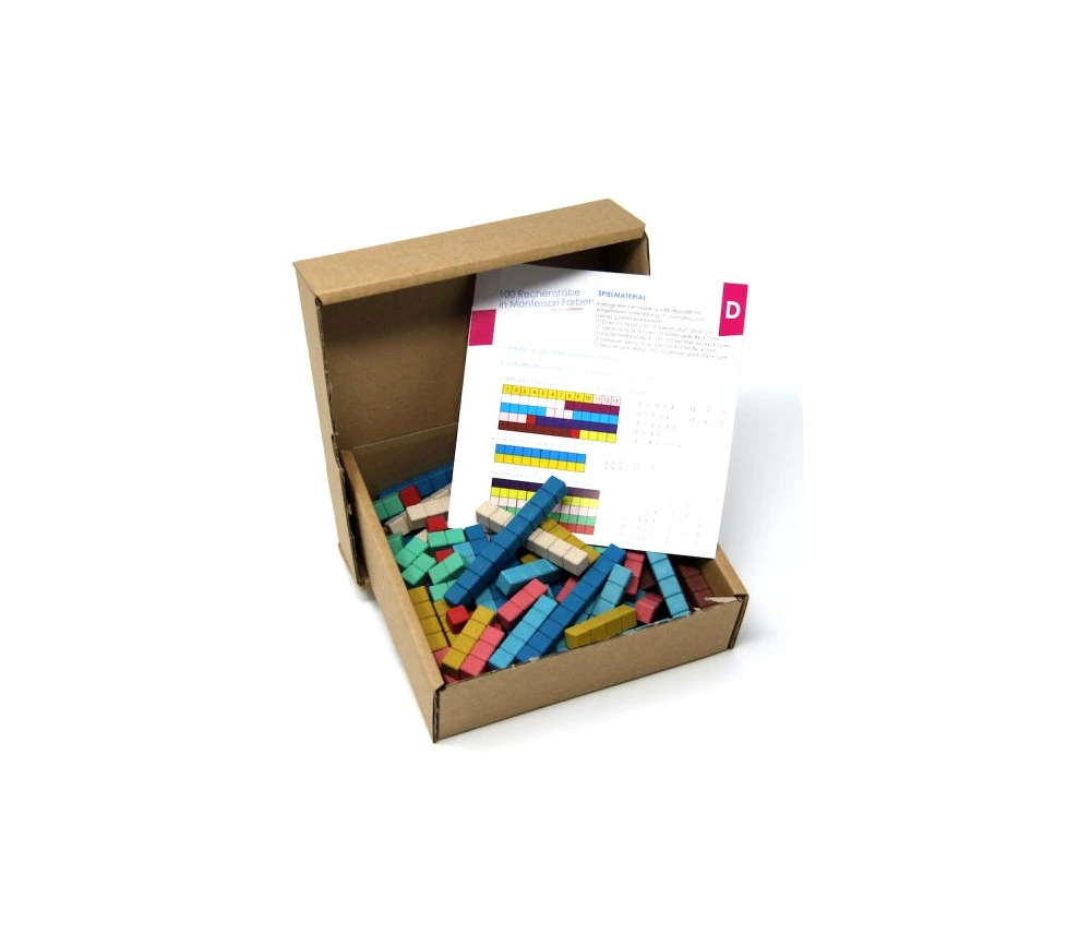 100 Réglettes Bois Rewood 10 Couleurs Montessori 1 à 10 Cm Avec Section Unité – Image 5