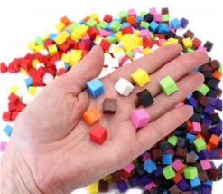 1000 Cubes Plastiques 1 X 1 Cm Multicolores - 10 Couleurs - 10 Mm