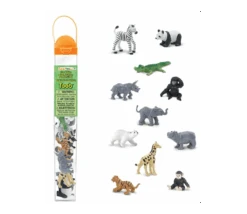 11 Animaux Sauvages ZOO Dans Un Tube De Rangement