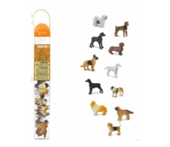 11 Figurines Chiens Dans Un Tube De Rangement