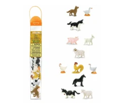 12 Animaux De La FERME Figurines Dans Un Tube De Rangement 6 Cm