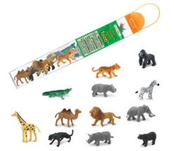 12 Animaux Sauvages SAVANE Dans Un Tube De Rangement