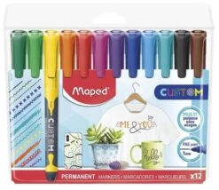 12 Feutres Marqueurs Couleurs Permanents Pour Personnalisation Bois, Plastique, Carton