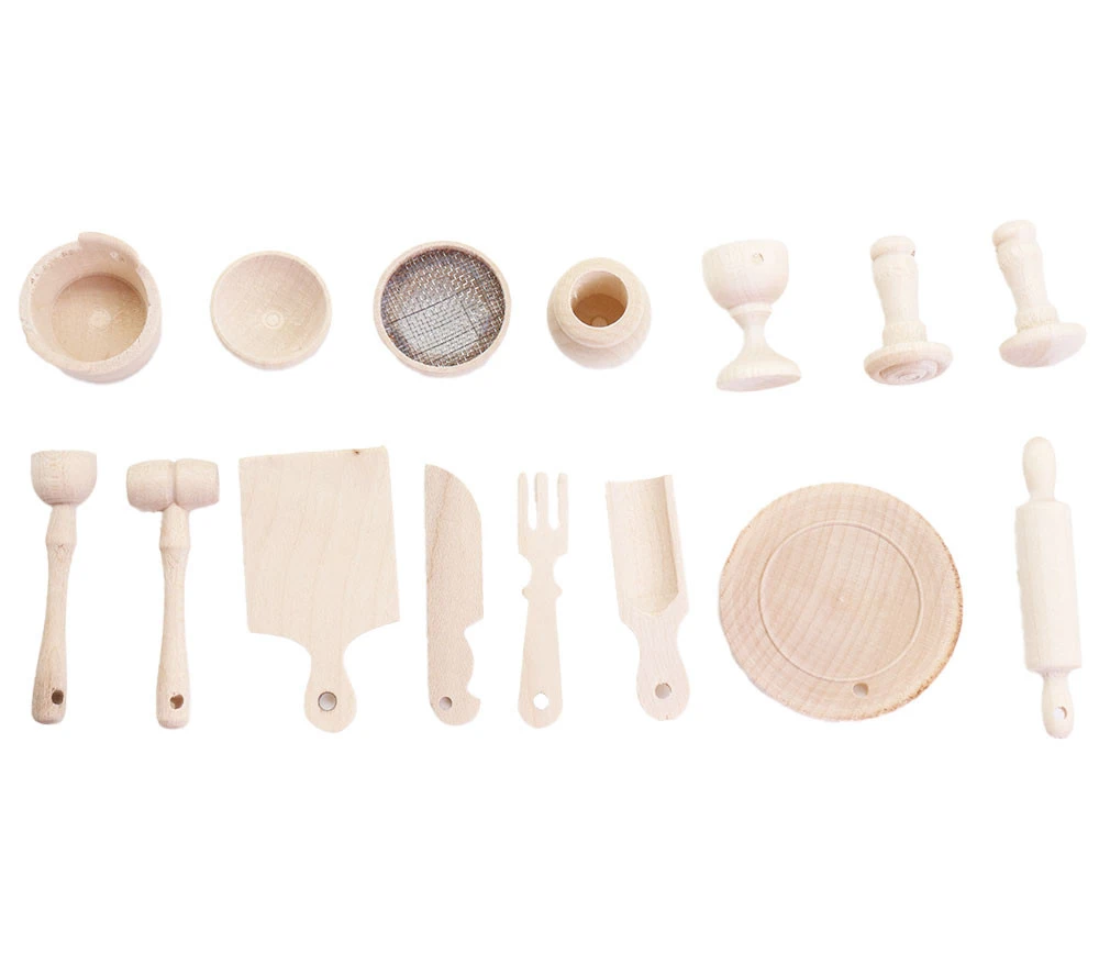 15 Miniatures En Bois Accessoires Maison – Image 2