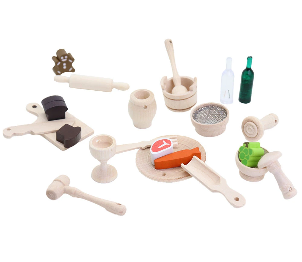 15 Miniatures En Bois Accessoires Maison – Image 3