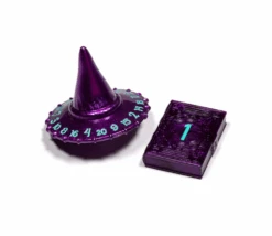 2 Dés Chapeau D20 Et Grimoire D2 Violet - Polyhero Wizard