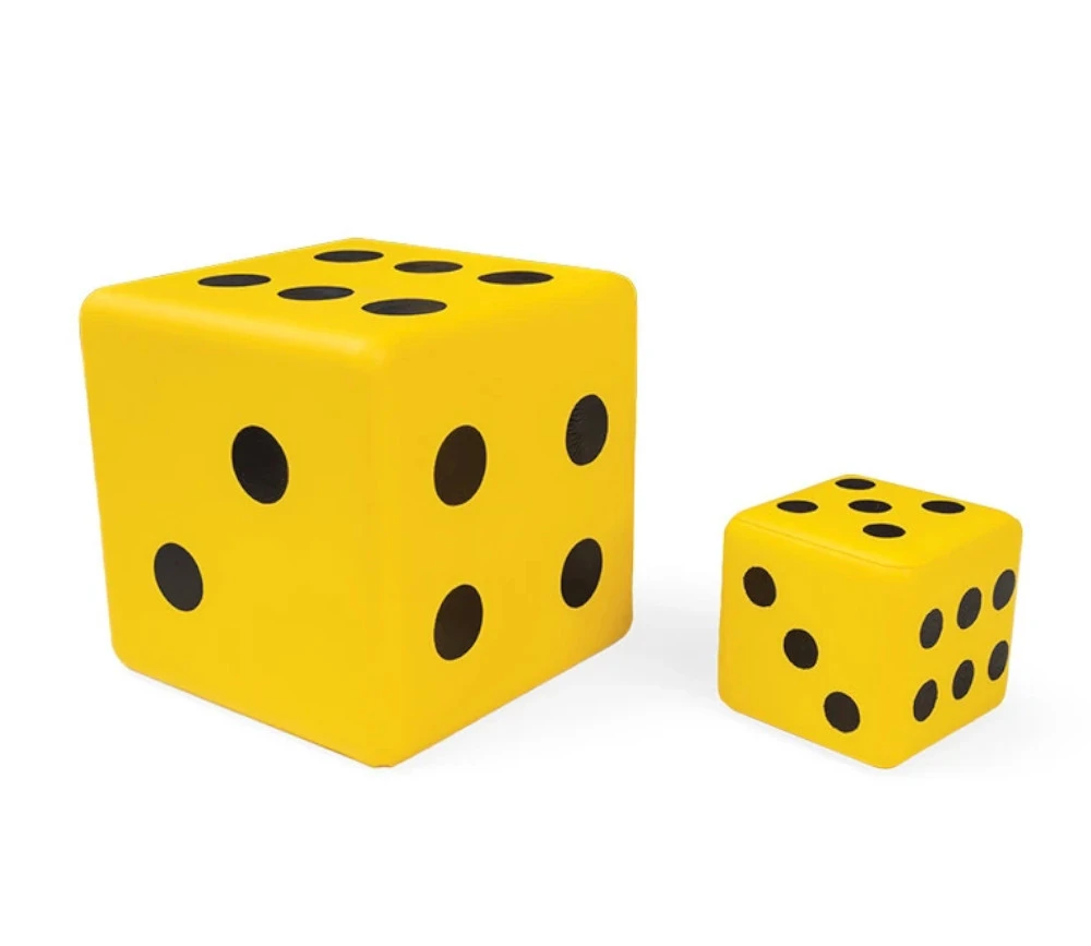 2 Dés Géants 7.5 Cm Et 15 Cm Mousse Dense Jaune – Image 2