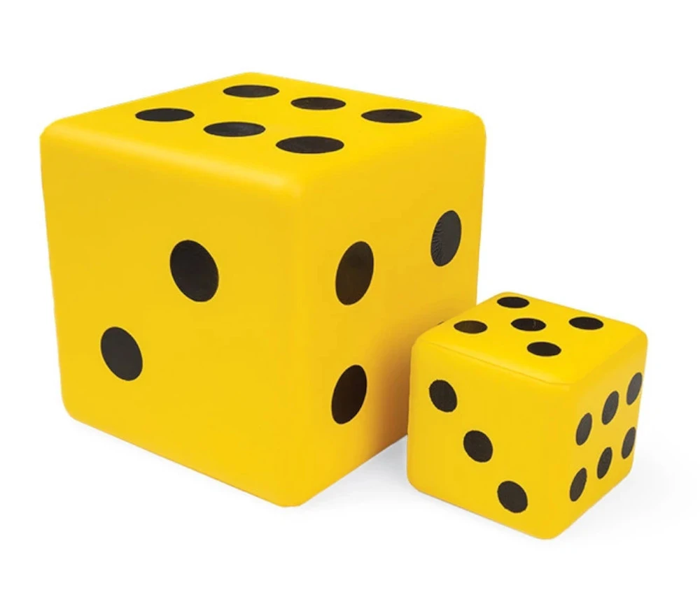 2 Dés Géants 7.5 Cm Et 15 Cm Mousse Dense Jaune – Image 4