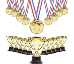 24 Récompenses : 12 Médailles 3 Cm Et 12 Trophées 8.5 Cm
