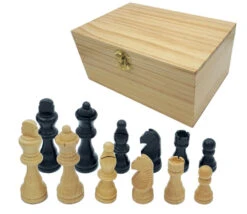 32 Pièces échecs Bois Lestées Roi 8.8 Cm + Coffret Bois