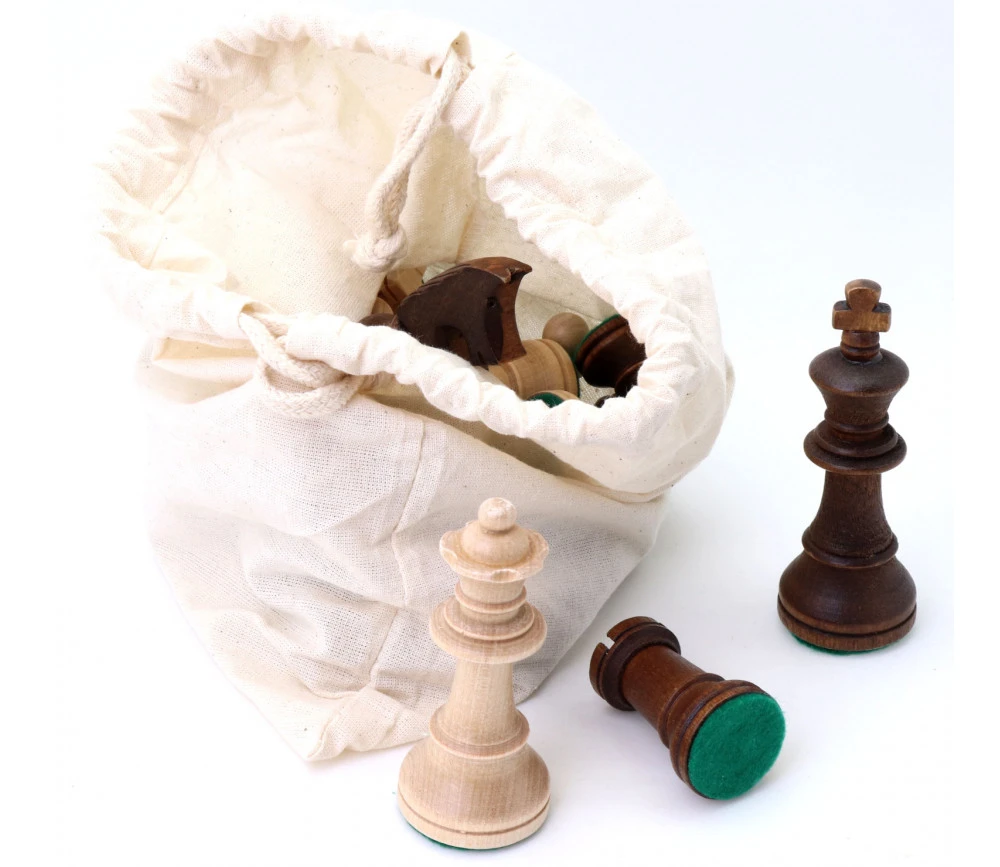 32 Pièces échecs Bois T5 LESTEES 95 Mm En Sac Tissu – Image 5
