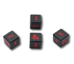 4 Dés Métal Noir 6 Faces Donjons & Dragons