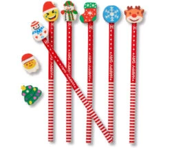 50 Crayons De Papier Noël Avec Gomme