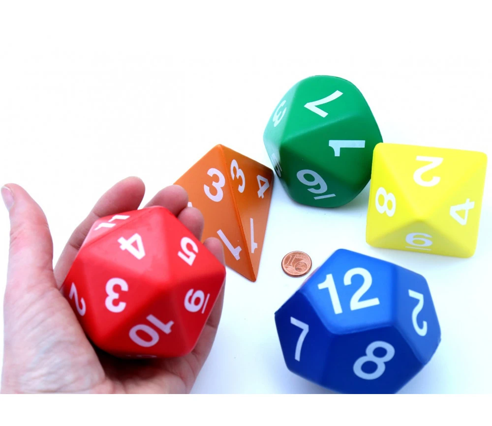 5 Dés Mousse Géants JUMBO Multifaces Environ 7 Cm – Image 2