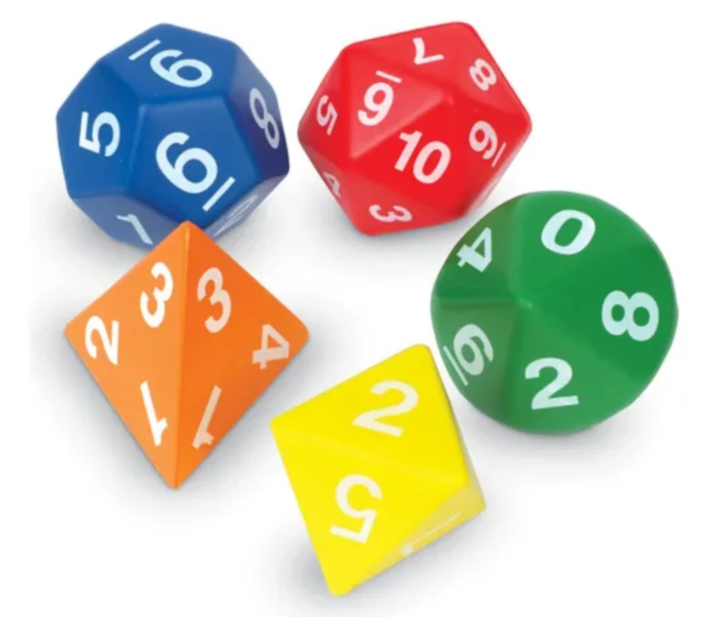 5 Dés Mousse Géants JUMBO Multifaces Environ 7 Cm