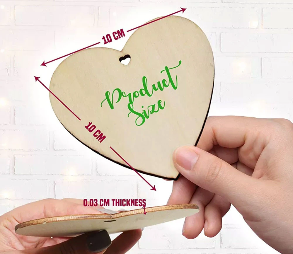 50 Cœurs En Bois à Personnaliser Plats 10 Cm – Image 3