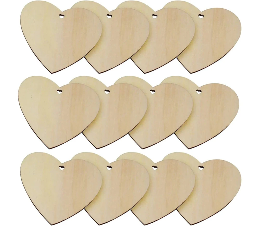 50 Cœurs En Bois à Personnaliser Plats 10 Cm