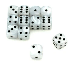 50 Dés Blancs Perlés Nacrés 16 Mm Avec Points 1 à 6