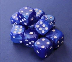 50 Dés Bleus Perlés Nacrés 16 Mm Avec Points 1 à 6