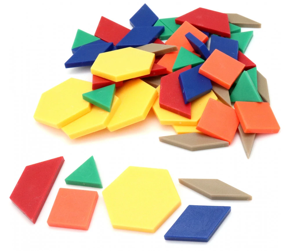 50 Formes Géométriques Blocs Logiques Plastique Coloré
