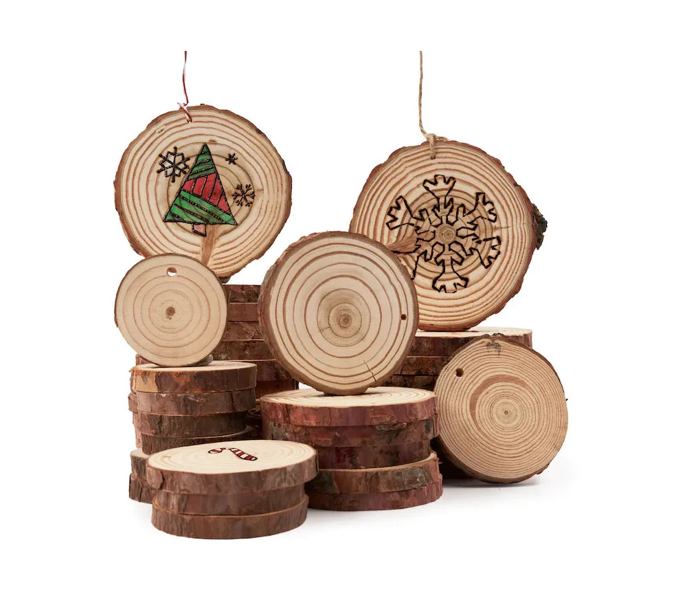 50 Rondelles Bois Brut Avec écorce