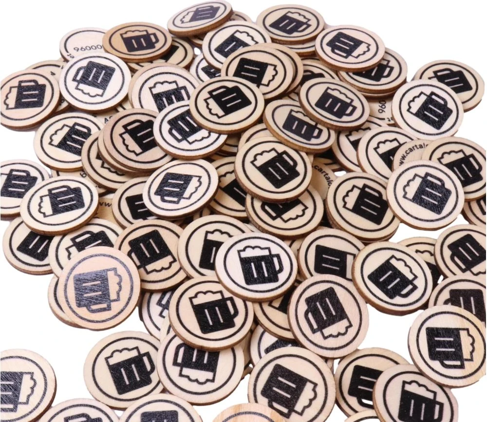 500 Jetons En Bois Bière - 2.5 Cm