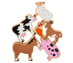 6 Grands Animaux De La Ferme - Figurines En Bois