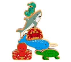 6 Grands Animaux De La Mer En Bois - Figurines Colorées