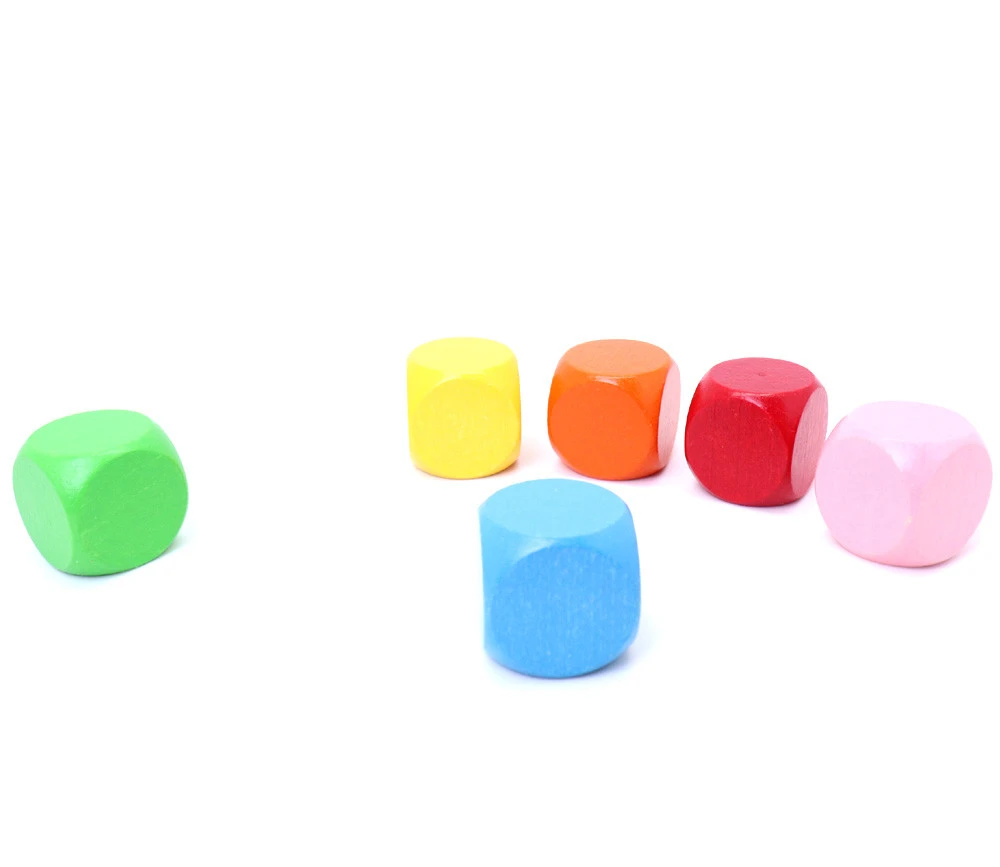 6 Gros Dés Neutres 4 Cm Bois Multicolores – Image 12