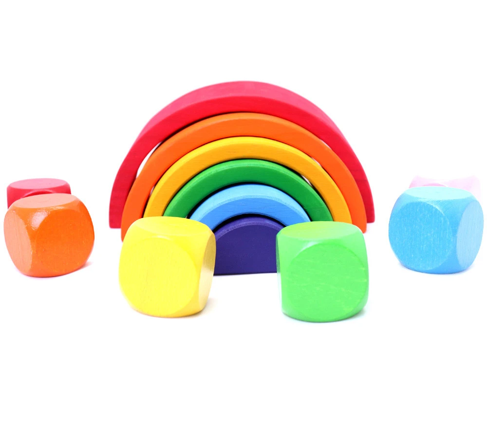 6 Gros Dés Neutres 4 Cm Bois Multicolores – Image 3