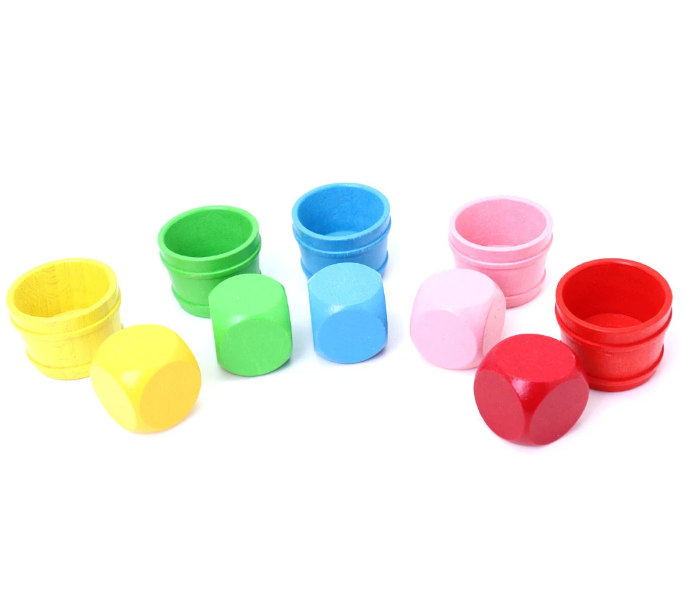 6 Gros Dés Neutres 4 Cm Bois Multicolores – Image 4