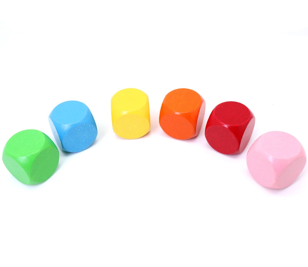 6 Gros Dés Neutres 4 Cm Bois Multicolores – Image 7
