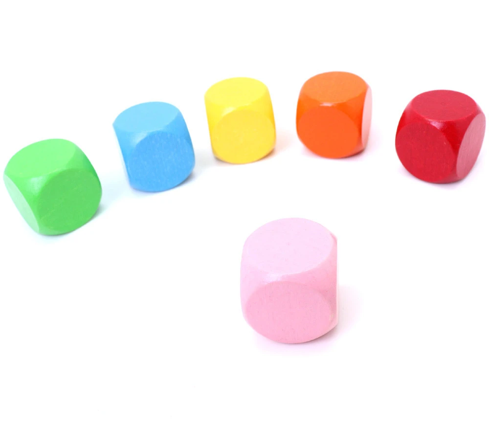 6 Gros Dés Neutres 4 Cm Bois Multicolores – Image 8