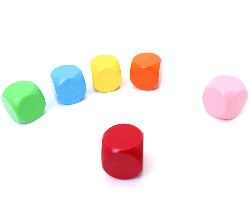 6 Gros Dés Neutres 4 Cm Bois Multicolores – Image 9
