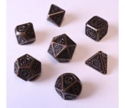 7 Dés Métal Cuivré Multi-faces (D6 En 14 Mm)
