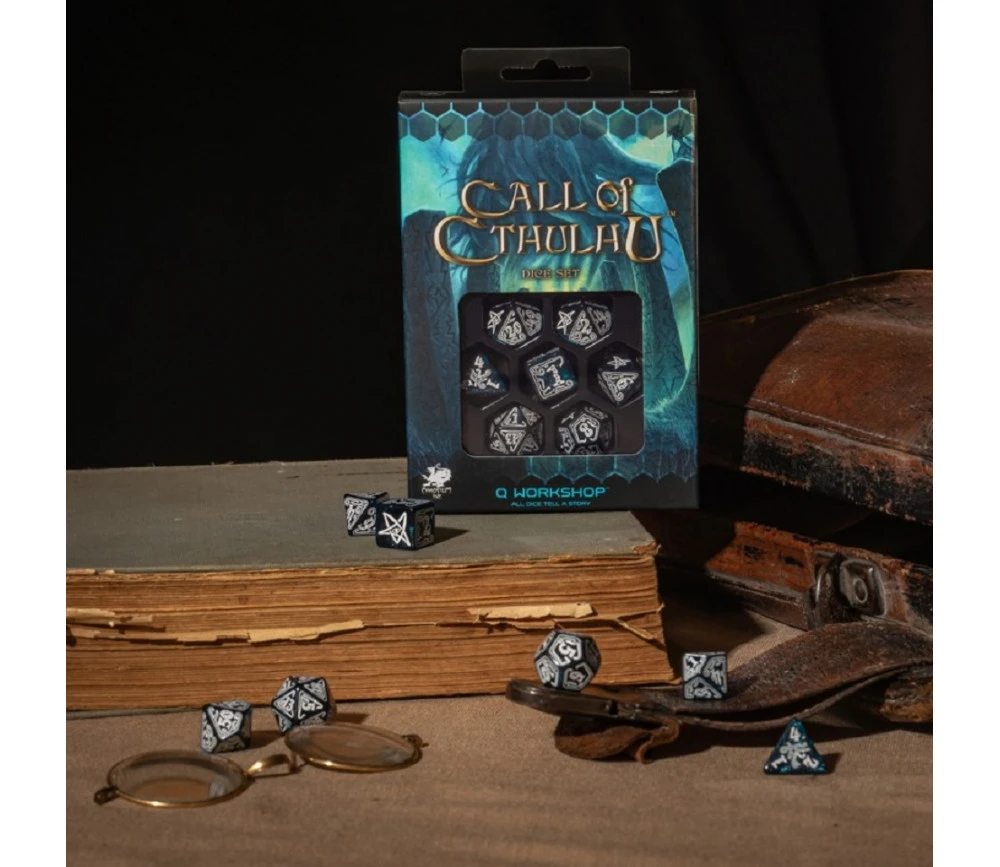 7 Dés Multifaces Call Of Cthulhu Abyssal- Bleu Et Blanc – Image 2