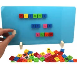 Tableau Bois Magnétique Avec 69 Jetons Lettres Bois Aimantées