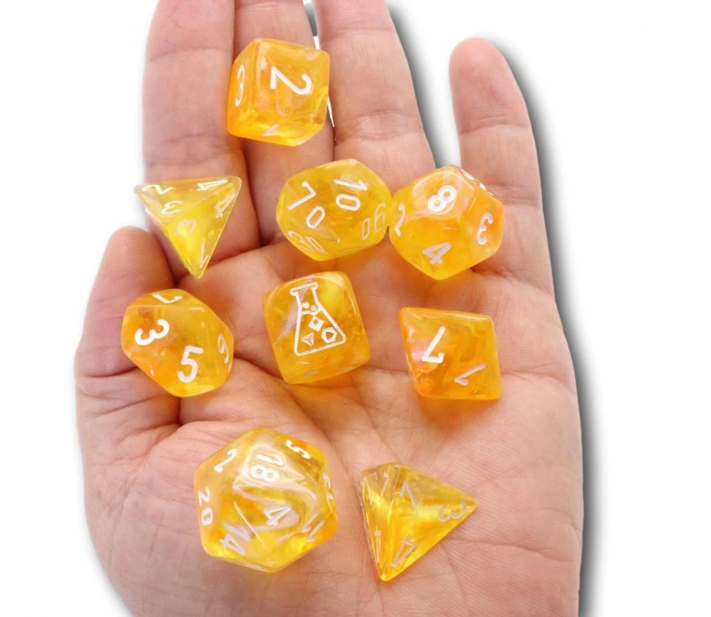 8 Dés Multi-faces Borealis Jaune Chessex Lab Dice 6 – Image 2