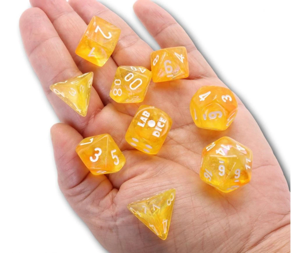 8 Dés Multi-faces Borealis Jaune Chessex Lab Dice 6 – Image 4