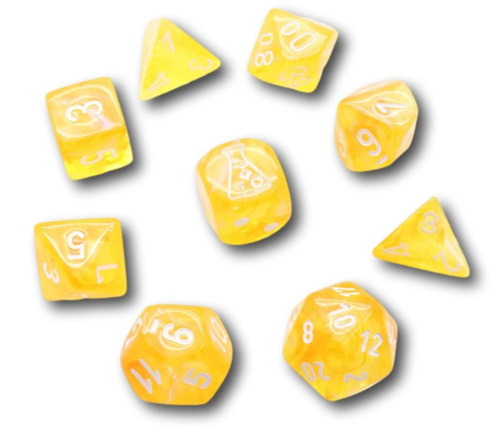 8 Dés Multi-faces Borealis Jaune Chessex Lab Dice 6