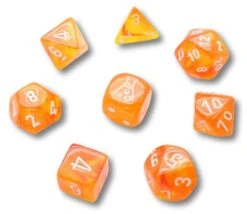 8 Dés Multi-faces Borealis Orange Sanguine Chessex Lab Dice 6