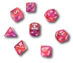 8 Dés Multi-faces Nebula Rouge/violet LAB Dice 6 Chessex