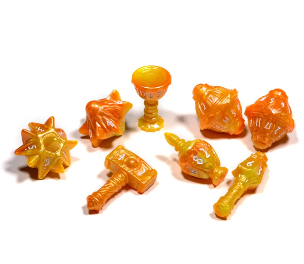 8 Dés Polyhero Cleric Sunstorm Jaune Orange