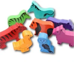 8 Grands Animaux En Bois Arc-en-ciel