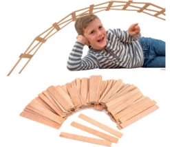 99 Plaquettes En Bois Naturel 18 Cm Grands Batonnets Construction Jeux