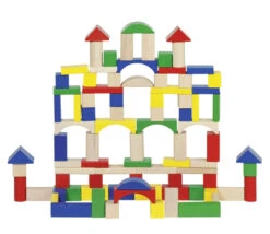 Baril 100 Blocs Bois De Construction Colorés Pour Jeux