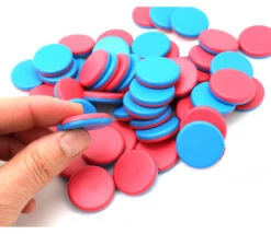 Boite 400 Pions 25 Mm Bicolores Recto Bleu Et Verso Rouge