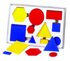 Boite 60 Formes Géométriques à Plat épaisseur, Taille Et Couleur. 4 Attributs