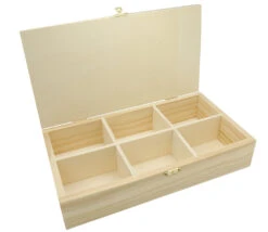 Boite Bois 6 Compartiments 29.4 X 16 X 6 Cm Pour Accessoires De Jeux